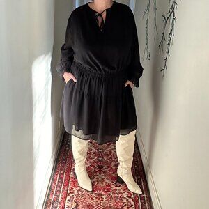 ABLE Ethical Black Melinda Mini Long Sleeve Tiered Dress Plus Size